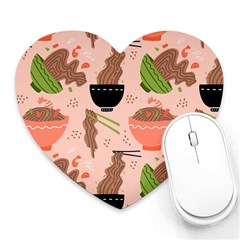 Japanese Street Food Soba Noodle In Bowl Pattern Heart Mousepad by Grandong