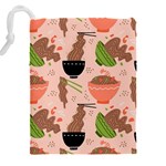 Japanese Street Food Soba Noodle In Bowl Pattern Drawstring Pouch (5XL) Back