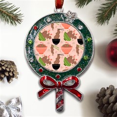 Japanese Street Food Soba Noodle In Bowl Pattern Metal X mas Lollipop With Crystal Ornament