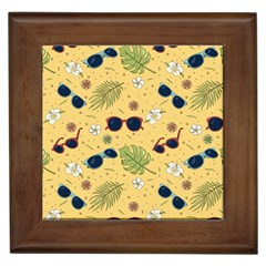 Seamless Pattern Of Sunglasses Tropical Leaves And Flower Framed Tile