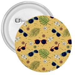 Seamless Pattern Of Sunglasses Tropical Leaves And Flower 3  Buttons by Grandong