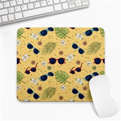 Seamless Pattern Of Sunglasses Tropical Leaves And Flower Large Mousepad by Grandong