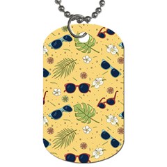 Seamless Pattern Of Sunglasses Tropical Leaves And Flower Dog Tag (One Side)