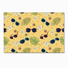 Seamless Pattern Of Sunglasses Tropical Leaves And Flower Postcards 5  X 7  (pkg Of 10) by Grandong