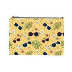 Seamless Pattern Of Sunglasses Tropical Leaves And Flower Cosmetic Bag (large) by Grandong