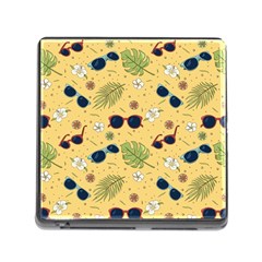 Seamless Pattern Of Sunglasses Tropical Leaves And Flower Memory Card Reader (Square 5 Slot)