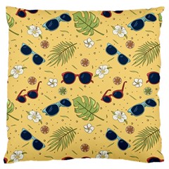 Seamless Pattern Of Sunglasses Tropical Leaves And Flower Large Cushion Case (Two Sides)