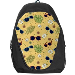 Seamless Pattern Of Sunglasses Tropical Leaves And Flower Backpack Bag by Grandong