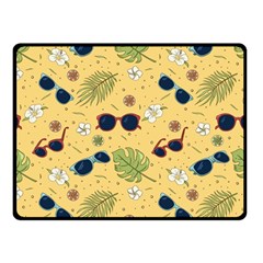 Seamless Pattern Of Sunglasses Tropical Leaves And Flower Two Sides Fleece Blanket (Small)