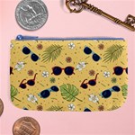 Seamless Pattern Of Sunglasses Tropical Leaves And Flower Large Coin Purse Front