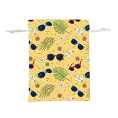 Seamless Pattern Of Sunglasses Tropical Leaves And Flower Lightweight Drawstring Pouch (S)