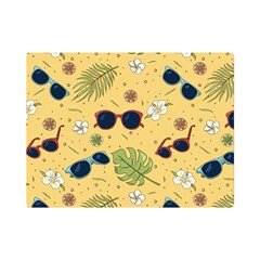 Seamless Pattern Of Sunglasses Tropical Leaves And Flower Premium Plush Fleece Blanket (Mini)