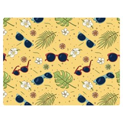 Seamless Pattern Of Sunglasses Tropical Leaves And Flower Premium Plush Fleece Blanket (Extra Small)