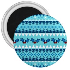 Blue Christmas Vintage Ethnic Seamless Pattern 3  Magnets by Grandong