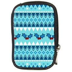 Blue Christmas Vintage Ethnic Seamless Pattern Compact Camera Leather Case by Grandong