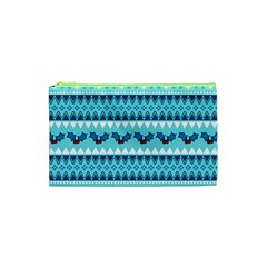 Blue Christmas Vintage Ethnic Seamless Pattern Cosmetic Bag (xs) by Grandong