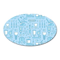 Dentist Blue Seamless Pattern Oval Magnet