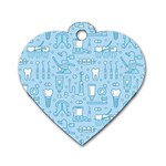 Dentist Blue Seamless Pattern Dog Tag Heart (Two Sides) Front