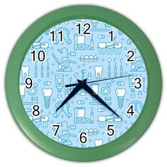 Dentist Blue Seamless Pattern Color Wall Clock by Grandong