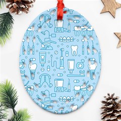 Dentist Blue Seamless Pattern Ornament (oval Filigree)