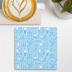 Dentist Blue Seamless Pattern Uv Print Square Tile Coaster  by Grandong