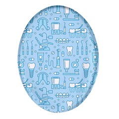 Dentist Blue Seamless Pattern Oval Glass Fridge Magnet (4 Pack)