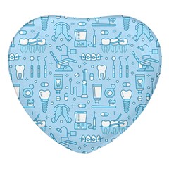 Dentist Blue Seamless Pattern Heart Glass Fridge Magnet (4 Pack)