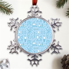 Dentist Blue Seamless Pattern Metal Large Snowflake Ornament