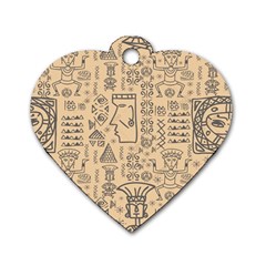 Aztec Tribal African Egyptian Style Seamless Pattern Vector Antique Ethnic Dog Tag Heart (One Side)