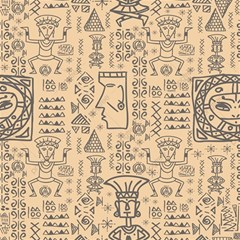 Aztec Tribal African Egyptian Style Seamless Pattern Vector Antique Ethnic Play Mat (Square)