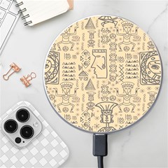 Aztec Tribal African Egyptian Style Seamless Pattern Vector Antique Ethnic Wireless Fast Charger(white) by Grandong