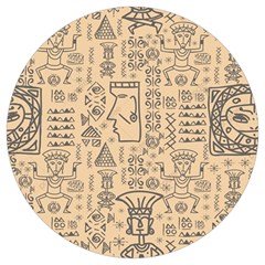 Aztec Tribal African Egyptian Style Seamless Pattern Vector Antique Ethnic Round Trivet