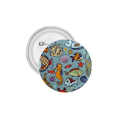 Cartoon Underwater Seamless Pattern With Crab Fish Seahorse Coral Marine Elements 1 75  Buttons by Grandong