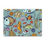 Cartoon Underwater Seamless Pattern With Crab Fish Seahorse Coral Marine Elements Sticker A4 (10 pack) Front