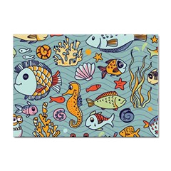 Cartoon Underwater Seamless Pattern With Crab Fish Seahorse Coral Marine Elements Sticker A4 (100 Pack) by Grandong