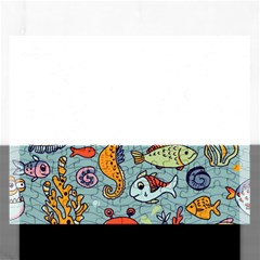 Cartoon Underwater Seamless Pattern With Crab Fish Seahorse Coral Marine Elements Rectangular Jigsaw Puzzl by Grandong