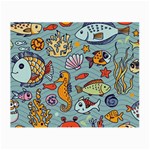 Cartoon Underwater Seamless Pattern With Crab Fish Seahorse Coral Marine Elements Small Glasses Cloth (2 Sides) Front