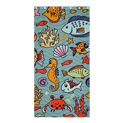 Cartoon Underwater Seamless Pattern With Crab Fish Seahorse Coral Marine Elements Shower Curtain 36  X 72  (stall)  by Grandong