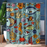 Cartoon Underwater Seamless Pattern With Crab Fish Seahorse Coral Marine Elements Shower Curtain 60  x 72  (Medium)  60 x72  Curtain