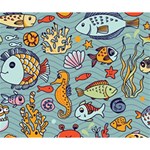 Cartoon Underwater Seamless Pattern With Crab Fish Seahorse Coral Marine Elements Deluxe Canvas 14  x 11  (Stretched) 14  x 11  x 1.5  Stretched Canvas