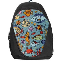 Cartoon Underwater Seamless Pattern With Crab Fish Seahorse Coral Marine Elements Backpack Bag by Grandong