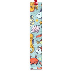 Cartoon Underwater Seamless Pattern With Crab Fish Seahorse Coral Marine Elements Large Book Marks by Grandong