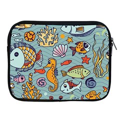 Cartoon Underwater Seamless Pattern With Crab Fish Seahorse Coral Marine Elements Apple Ipad 2/3/4 Zipper Cases by Grandong