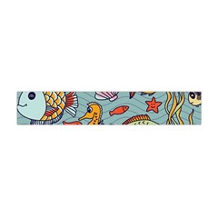 Cartoon Underwater Seamless Pattern With Crab Fish Seahorse Coral Marine Elements Premium Plush Fleece Scarf (mini) by Grandong