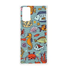 Cartoon Underwater Seamless Pattern With Crab Fish Seahorse Coral Marine Elements Samsung Galaxy Note 20 Tpu Uv Case by Grandong