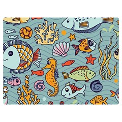 Cartoon Underwater Seamless Pattern With Crab Fish Seahorse Coral Marine Elements Premium Plush Fleece Blanket (extra Small) by Grandong