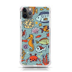 Cartoon Underwater Seamless Pattern With Crab Fish Seahorse Coral Marine Elements Iphone 11 Pro Max 6 5 Inch Tpu Uv Print Case by Grandong