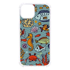 Cartoon Underwater Seamless Pattern With Crab Fish Seahorse Coral Marine Elements Iphone 13 Tpu Uv Print Case