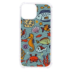 Cartoon Underwater Seamless Pattern With Crab Fish Seahorse Coral Marine Elements Iphone 13 Mini Tpu Uv Print Case