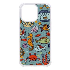 Cartoon Underwater Seamless Pattern With Crab Fish Seahorse Coral Marine Elements Iphone 13 Pro Tpu Uv Print Case by Grandong